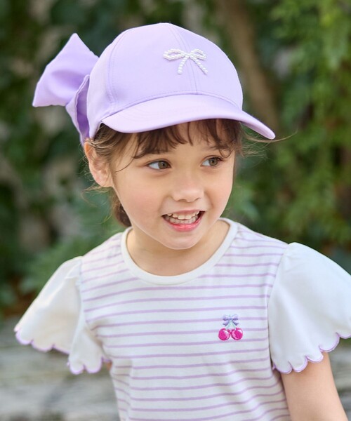 ANY（エニィ）の「【日よけ付き】リボンキャップ（キャップ・キッズ・ブラック系/アイボリー系/ライラック系・54/56/52）」の3枚目の写真