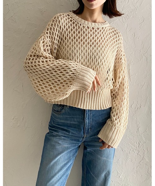 SEA カシミヤショート丈ニット SEA CASHMERE L/S SHORT KNIT WEAR
