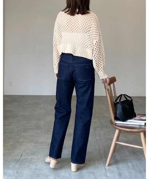 She's Closet（シーズクローゼット）の「透かし編み長袖ショート丈シアーメッシュニットトップス（ニット/セーター・レディース・アイボリー/チャコール/ブラック・FREE）」の10枚目の写真