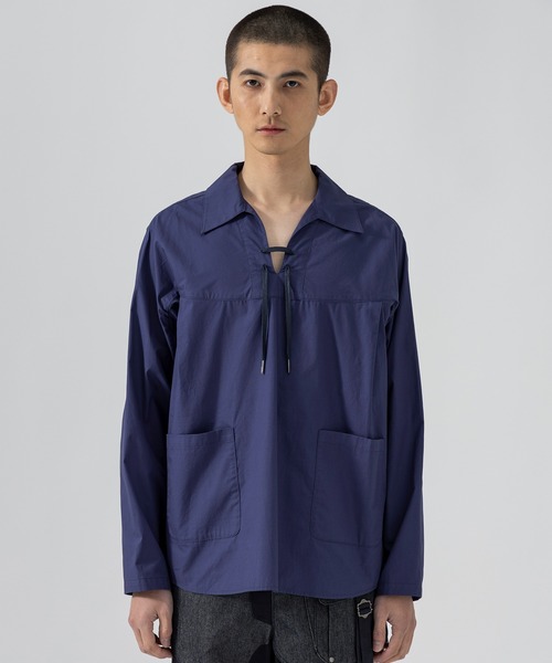 D.Nart.Ampta(ディーナ―トアンプタ)の「D.Nart.Ampta(ディー・ナート・アンプタ)Skipper Shirt 長袖シャツ ロングスリーブシャツ スキッパーシャツ(シャツ/ブラウス・メンズ・ネイビー/ホワイト/ブラック・M/S)」の1枚目の写真