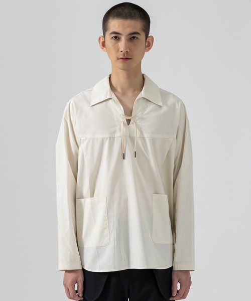D.Nart.Ampta(ディーナ―トアンプタ)の「D.Nart.Ampta(ディー・ナート・アンプタ)Skipper Shirt 長袖シャツ ロングスリーブシャツ スキッパーシャツ(シャツ/ブラウス・メンズ・ネイビー/ホワイト/ブラック・M/S)」の2枚目の写真