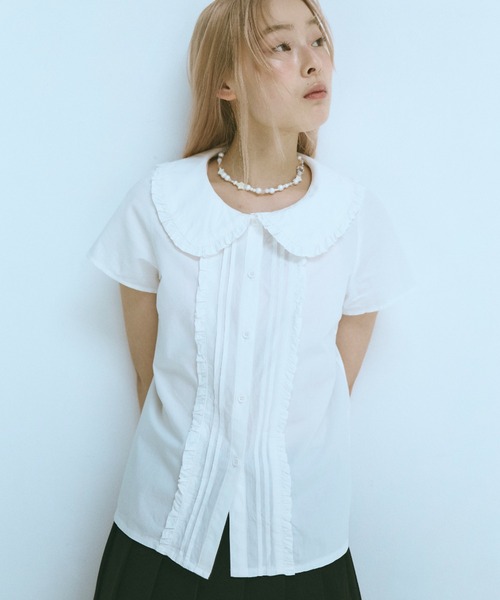 セール】frill round collar blouse / フリルラウンドカラー