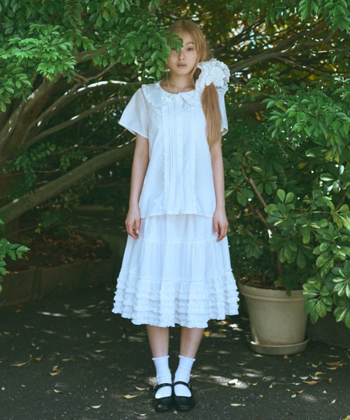 FEKETE ブラウス フリルラウンドカラーシャツ セール】frill round collar blouse / フリルラウンドカラー