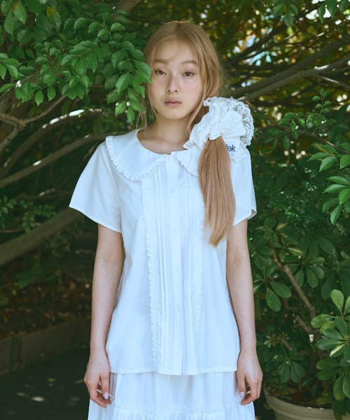 ブラウス シャツ ラウンドカラーフリルブラウス レディース FEKETE ブラウス シャツ ROUND COLLAR FRILL SHIRT / ラウンド