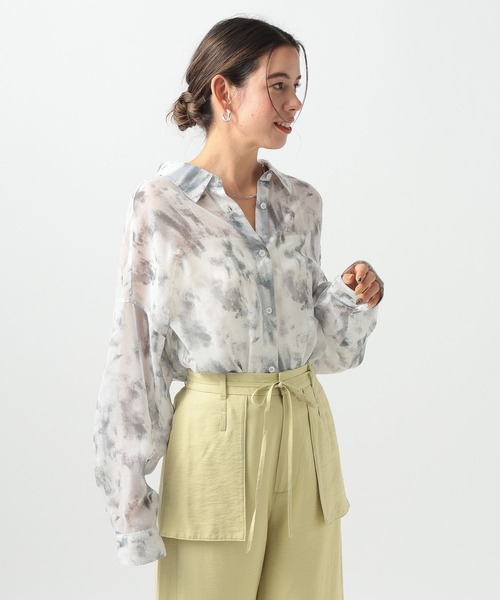 BAYFLOW（ベイフロー）の「ニュアンスパターンロングスリーブシャツ（シャツ/ブラウス・レディース・オフホワイト/ピンク/ミント/イエロー・FREE）」の3枚目の写真