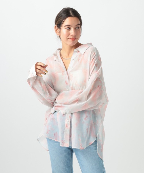 BAYFLOW（ベイフロー）の「ニュアンスパターンロングスリーブシャツ（シャツ/ブラウス・レディース・オフホワイト/ピンク/ミント/イエロー・FREE）」の9枚目の写真