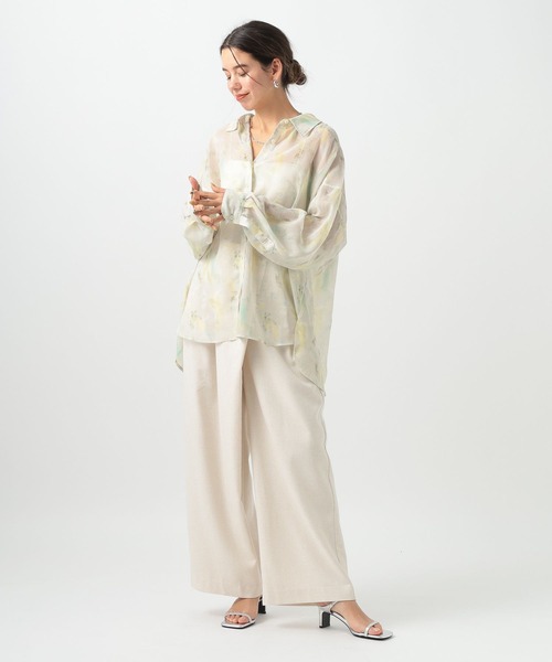 BAYFLOW（ベイフロー）の「ニュアンスパターンロングスリーブシャツ（シャツ/ブラウス・レディース・オフホワイト/ピンク/ミント/イエロー・FREE）」の13枚目の写真