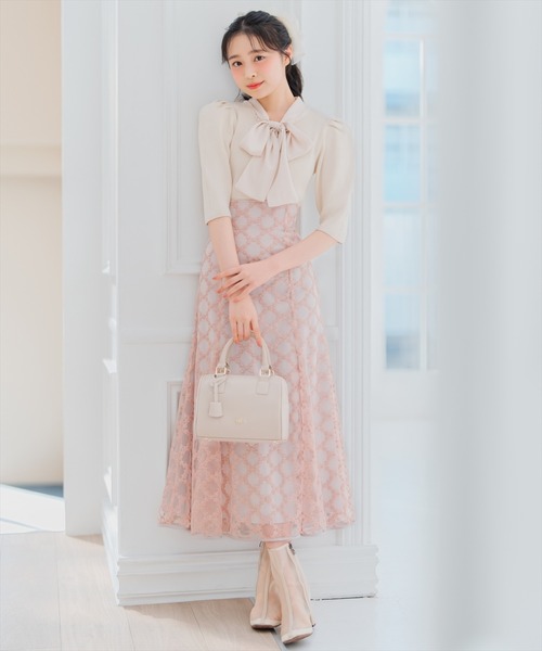 WILLSELECTION（ウィルセレクション）の「リボンタイ5分袖リブニット（ニット/セーター・レディース・アイボリー/ミント/ピンク・FREE）」の5枚目の写真