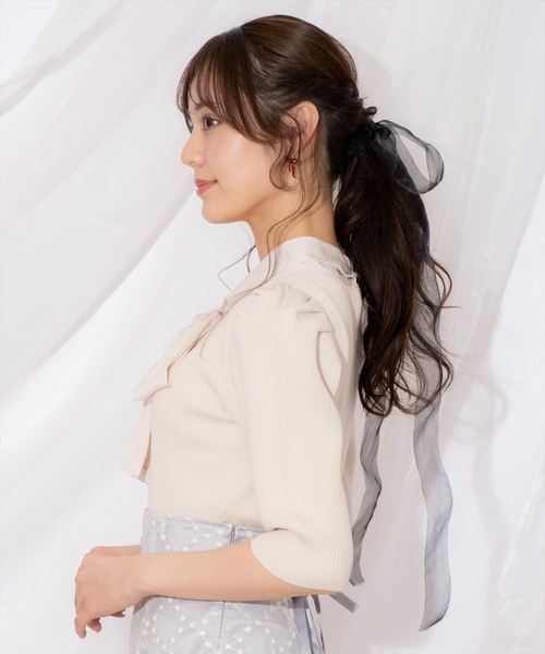 WILLSELECTION（ウィルセレクション）の「リボンタイ5分袖リブニット（ニット/セーター・レディース・アイボリー/ミント/ピンク・FREE）」の11枚目の写真