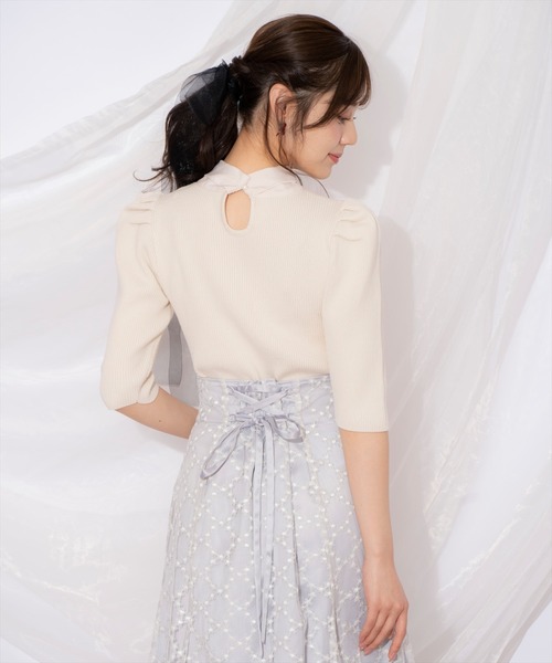 WILLSELECTION（ウィルセレクション）の「リボンタイ5分袖リブニット（ニット/セーター・レディース・アイボリー/ミント/ピンク・FREE）」の14枚目の写真