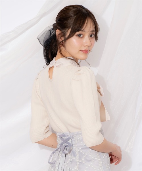 WILLSELECTION（ウィルセレクション）の「リボンタイ5分袖リブニット（ニット/セーター・レディース・アイボリー/ミント/ピンク・FREE）」の15枚目の写真