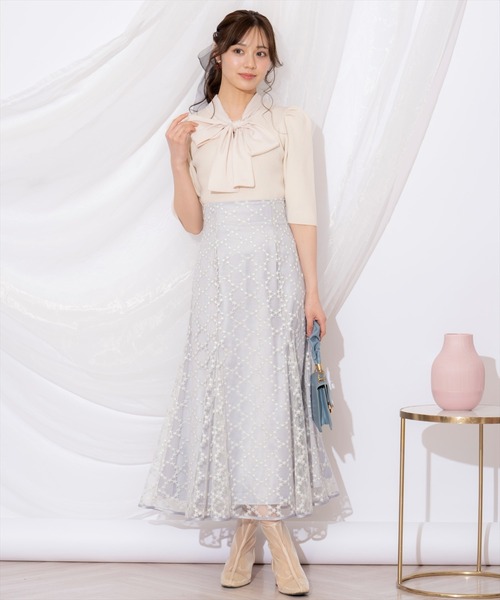 WILLSELECTION（ウィルセレクション）の「リボンタイ5分袖リブニット（ニット/セーター・レディース・アイボリー/ミント/ピンク・FREE）」の16枚目の写真