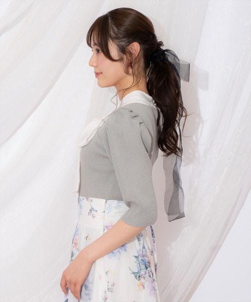 WILLSELECTION（ウィルセレクション）の「リボンタイ5分袖リブニット（ニット/セーター・レディース・アイボリー/ミント/ピンク・FREE）」の22枚目の写真