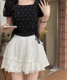 ドットプリントサイドドロストトップス