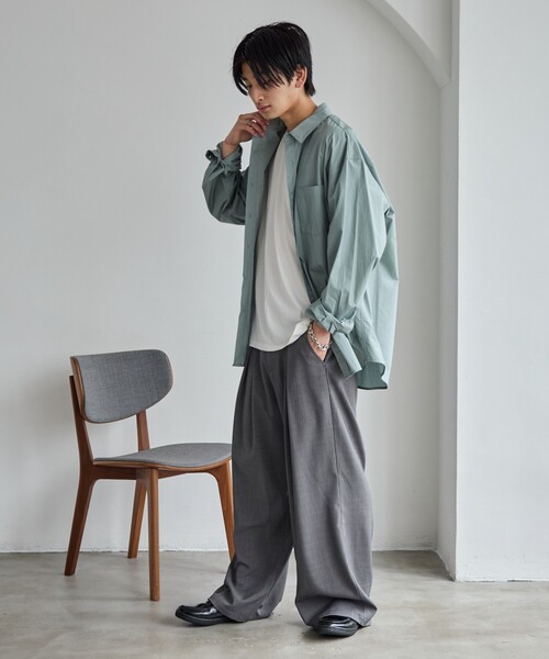 PUBLUX（パブリュクス）の「PUBLUX/パブリュクス タックワイドスラックス(限定展開)（スラックス・メンズ・ブラック/グレー/ネイビー・LARGE/MEDIUM/SMALL）」の9枚目の写真