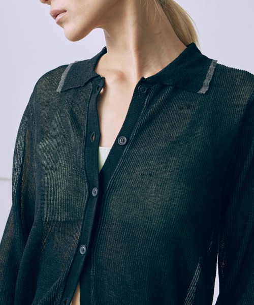 EN NEUME(エンノイム)の「Linen-Feel Color-Block Tunic Cardigan(カーディガン/ボレロ・レディース・イエロー/杢グレー/ブラック・FREE)」の6枚目の写真