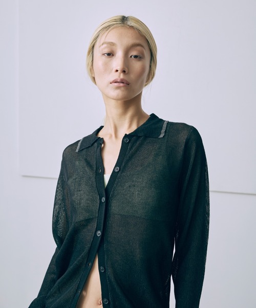 EN NEUME(エンノイム)の「Linen-Feel Color-Block Tunic Cardigan(カーディガン/ボレロ・レディース・イエロー/杢グレー/ブラック・FREE)」の5枚目の写真