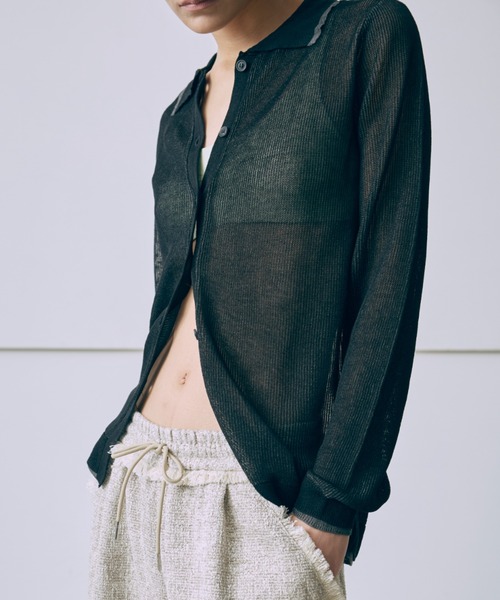 EN NEUME(エンノイム)の「Linen-Feel Color-Block Tunic Cardigan(カーディガン/ボレロ・レディース・イエロー/杢グレー/ブラック・FREE)」の7枚目の写真