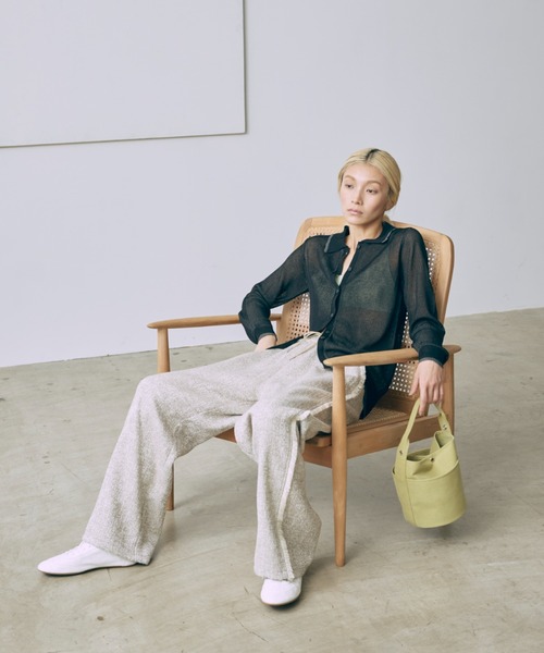 EN NEUME(エンノイム)の「Linen-Feel Color-Block Tunic Cardigan(カーディガン/ボレロ・レディース・イエロー/杢グレー/ブラック・FREE)」の12枚目の写真