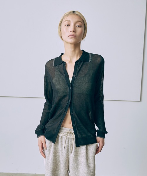 EN NEUME(エンノイム)の「Linen-Feel Color-Block Tunic Cardigan(カーディガン/ボレロ・レディース・イエロー/杢グレー/ブラック・FREE)」の13枚目の写真