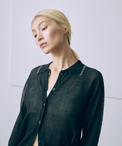 EN NEUME(エンノイム)の「Linen-Feel Color-Block Tunic Cardigan(カーディガン/ボレロ・レディース・イエロー/杢グレー/ブラック・FREE)」の4枚目の写真