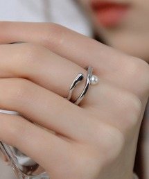【LEJA】ウェーブパールフォークリング　結婚式 パーティー 成人式 二次会 同窓会 お呼ばれ オケージョン 20代 30代