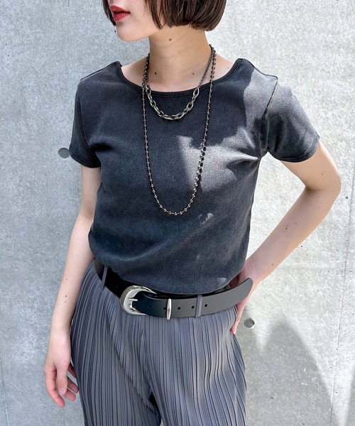 PAGEBOY（ページボーイ）の「ビンテージテレコクルーTシャツ（Tシャツ/カットソー・レディース・チャコールグレー/グリーン系その他/オレンジ系その他/オフホワイト・FREE）」の3枚目の写真