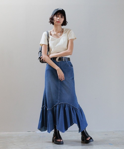 PAGEBOY（ページボーイ）の「ビンテージテレコクルーTシャツ（Tシャツ/カットソー・レディース・チャコールグレー/グリーン系その他/オレンジ系その他/オフホワイト・FREE）」の5枚目の写真