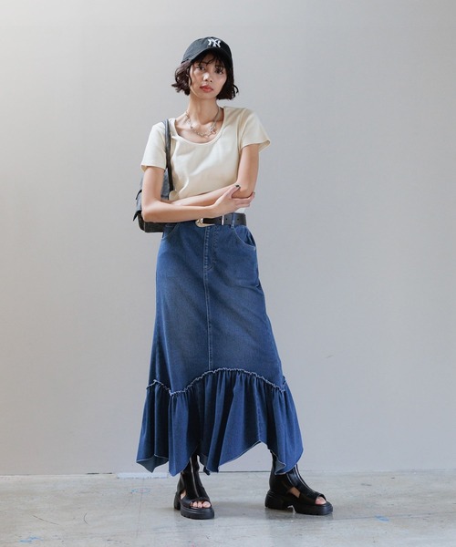 PAGEBOY（ページボーイ）の「ビンテージテレコクルーTシャツ（Tシャツ/カットソー・レディース・チャコールグレー/グリーン系その他/オレンジ系その他/オフホワイト・FREE）」の6枚目の写真