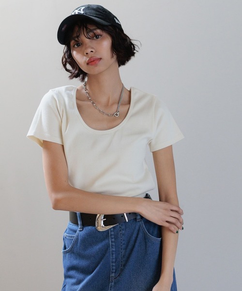 PAGEBOY（ページボーイ）の「ビンテージテレコクルーTシャツ（Tシャツ/カットソー・レディース・チャコールグレー/グリーン系その他/オレンジ系その他/オフホワイト・FREE）」の8枚目の写真