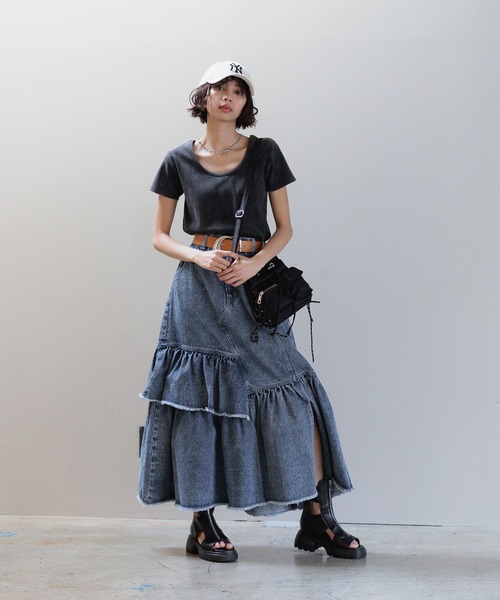 PAGEBOY（ページボーイ）の「ビンテージテレコクルーTシャツ（Tシャツ/カットソー・レディース・チャコールグレー/グリーン系その他/オレンジ系その他/オフホワイト・FREE）」の10枚目の写真