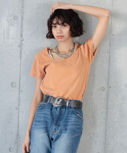 PAGEBOY（ページボーイ）の「ビンテージテレコクルーTシャツ（Tシャツ/カットソー・レディース・チャコールグレー/グリーン系その他/オレンジ系その他/オフホワイト・FREE）」の17枚目の写真