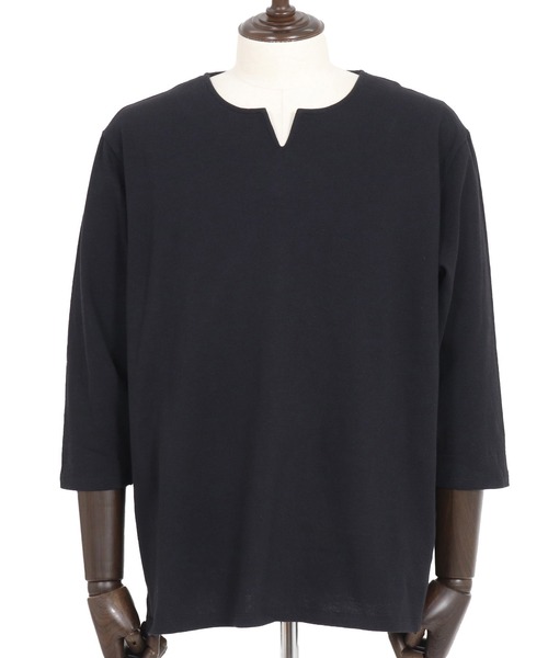 Magine（マージン）の「mlt5150-Linen Blend Fabric Keyneck T-shirt 7分袖Tシャツ（Tシャツ/カットソー・メンズ・ブラック/グレイッシュベージュ/ベージュ・44/46/48）」の10枚目の写真