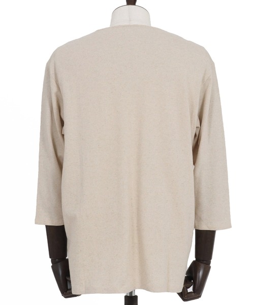 Magine（マージン）の「mlt5150-Linen Blend Fabric Keyneck T-shirt 7分袖Tシャツ（Tシャツ/カットソー・メンズ・ブラック/グレイッシュベージュ/ベージュ・44/46/48）」の7枚目の写真