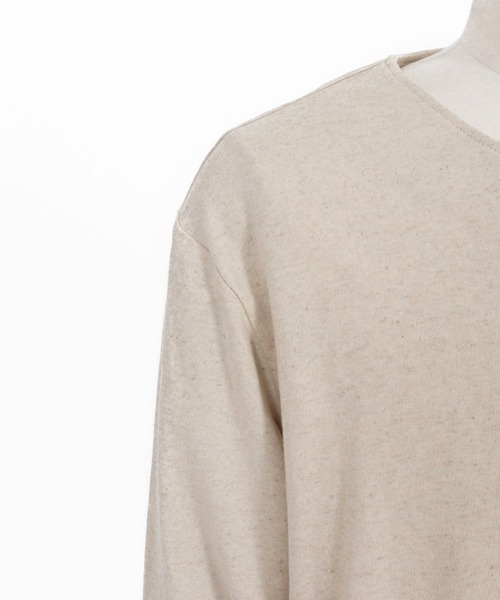 Magine（マージン）の「mlt5150-Linen Blend Fabric Keyneck T-shirt 7分袖Tシャツ（Tシャツ/カットソー・メンズ・ブラック/グレイッシュベージュ/ベージュ・44/46/48）」の5枚目の写真