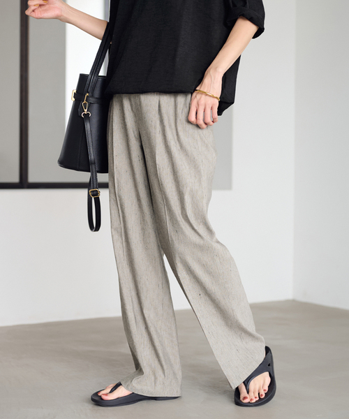 フォグリネンワーク　リネン ウエストゴム ストレートパンツ 2色セット　未使用品 fog linen work フォグリネンワークヒマニ パンツ ブラック