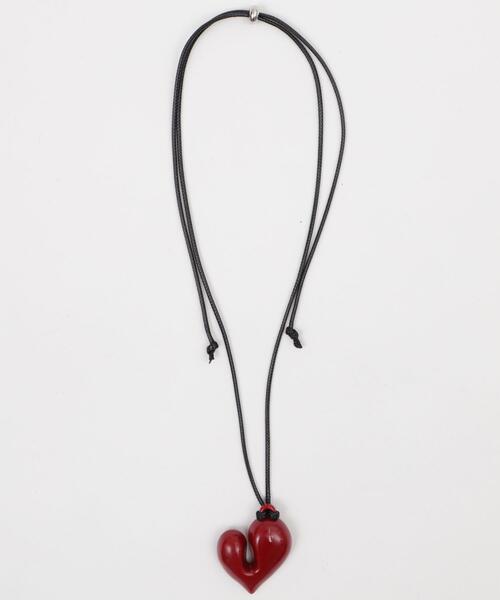 WEGO（ウィゴー）の「WEGO/LBIGハートコードネックレス（ネックレス・レディース・ブラック/ワイン/シルバー・FREE）」の2枚目の写真