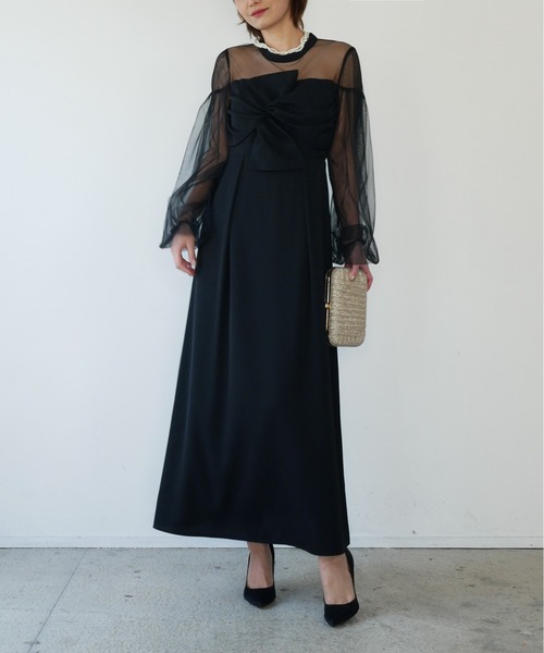My shawty(マイシャウティー)の「twist sheer dress(ドレス・レディース・ブラック/ネイビー・FREE)」の7枚目の写真