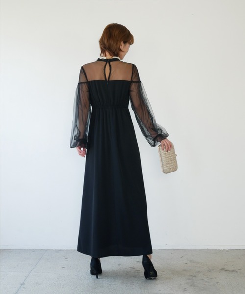 My shawty(マイシャウティー)の「twist sheer dress(ドレス・レディース・ブラック/ネイビー・FREE)」の5枚目の写真