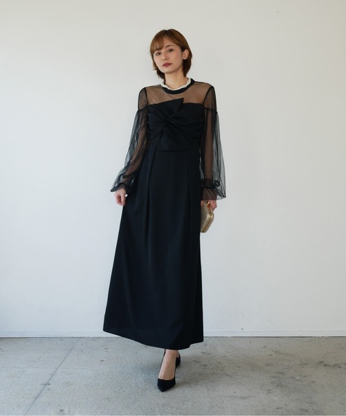 My shawty(マイシャウティー)の「twist sheer dress(ドレス・レディース・ブラック/ネイビー・FREE)」の4枚目の写真