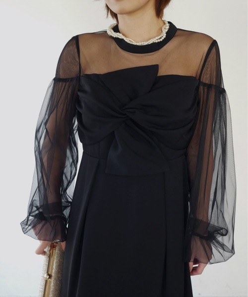 My shawty(マイシャウティー)の「twist sheer dress(ドレス・レディース・ブラック/ネイビー・FREE)」の8枚目の写真