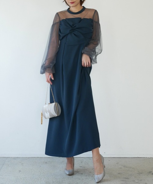 My shawty(マイシャウティー)の「twist sheer dress(ドレス・レディース・ブラック/ネイビー・FREE)」の12枚目の写真