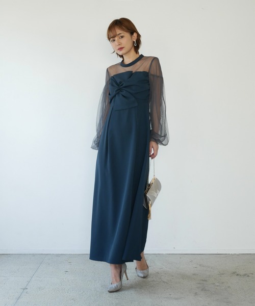 My shawty(マイシャウティー)の「twist sheer dress(ドレス・レディース・ブラック/ネイビー・FREE)」の9枚目の写真