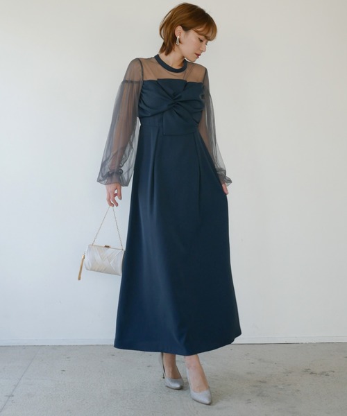 My shawty(マイシャウティー)の「twist sheer dress(ドレス・レディース・ブラック/ネイビー・FREE)」の19枚目の写真