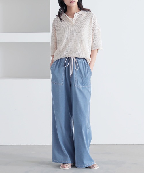 n'OrLABEL（ノアールレーベル）の「【機能素材】『ジャージーデニムベイカーパンツ』（デニムパンツ・レディース・ブルー/ネイビー/ライトブルー・2/1）」の18枚目の写真