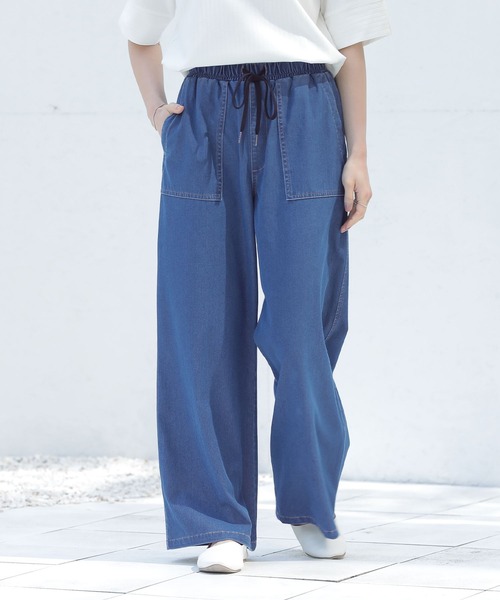 n'OrLABEL(ノアールレーベル)の「【接触冷感・UVカット・イージーケア】ジャージーデニムベイカーパンツ(デニムパンツ・レディース・ブルー/ネイビー/ライトブルー/ブラック・2/1)」の21枚目の写真