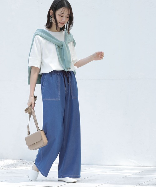n'OrLABEL(ノアールレーベル)の「【接触冷感・UVカット・イージーケア】ジャージーデニムベイカーパンツ(デニムパンツ・レディース・ブルー/ネイビー/ライトブルー/ブラック・2/1)」の19枚目の写真