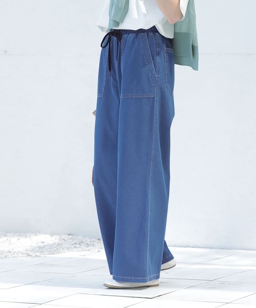 n'OrLABEL(ノアールレーベル)の「【接触冷感・UVカット・イージーケア】ジャージーデニムベイカーパンツ(デニムパンツ・レディース・ブルー/ネイビー/ライトブルー/ブラック・2/1)」の22枚目の写真