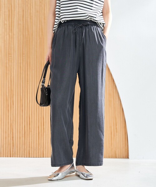 coen(コーエン)の「ライトデニムイージーワイドパンツ(デニムパンツ・レディース・ブラック/コバルトブルー・M/L)」の1枚目の写真