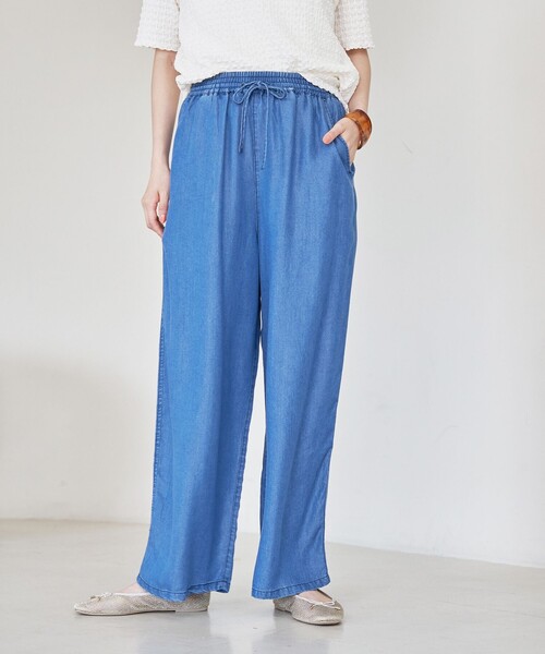 coen(コーエン)の「ライトデニムイージーワイドパンツ(デニムパンツ・レディース・ブラック/コバルトブルー・M/L)」の6枚目の写真